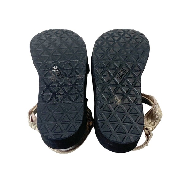 Teva Sandals Flatform Platform Ankle Strap Thong Flip Flop Metallic Gold 10 - Picture 7 of 9